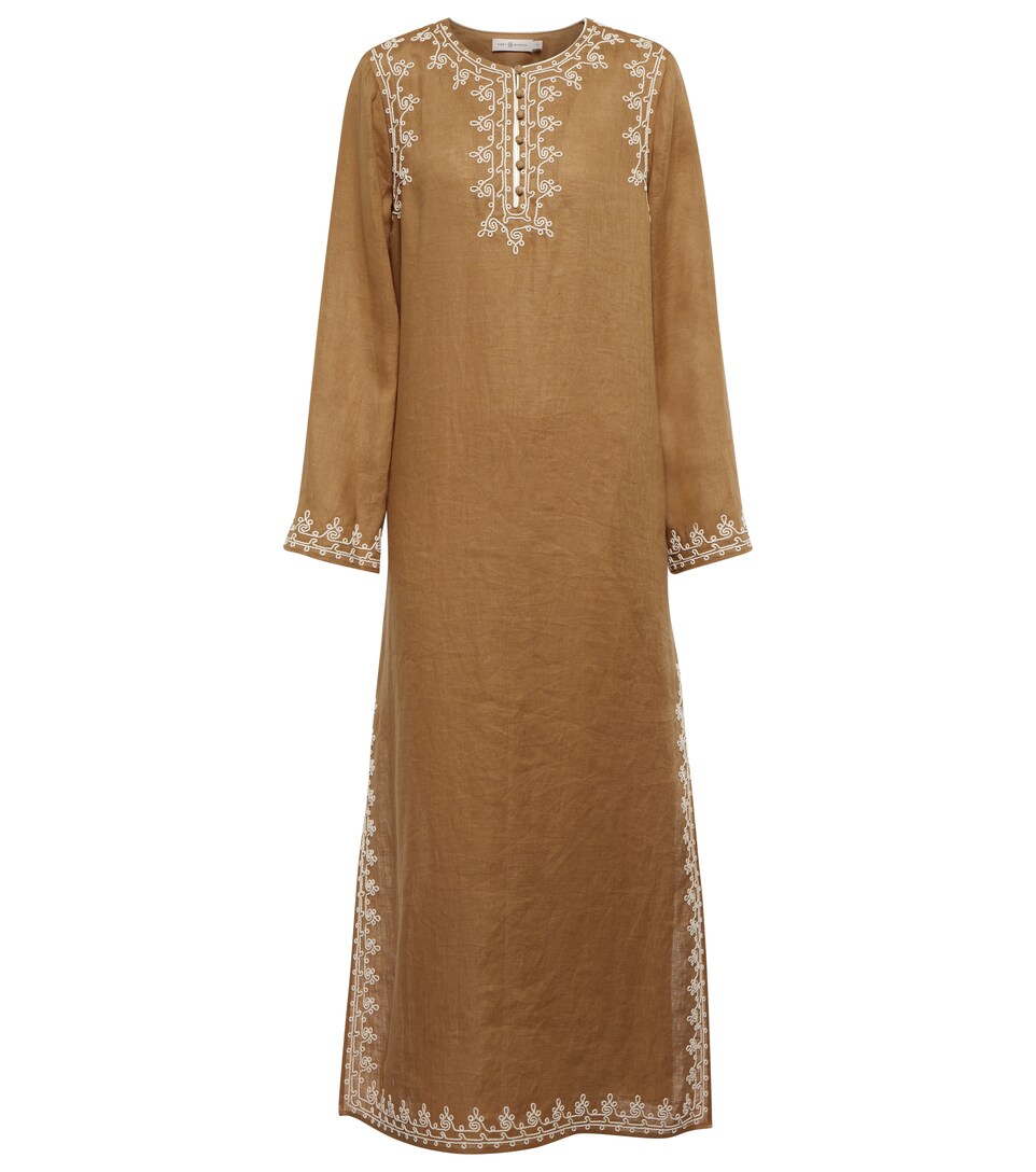 Tory Burch - Caftano lungo in lino con ricamo | Mytheresa