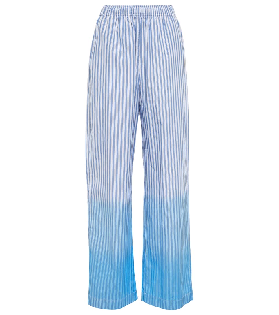 Marni Women's Striped Cotton Wide-Leg Pants - Blue