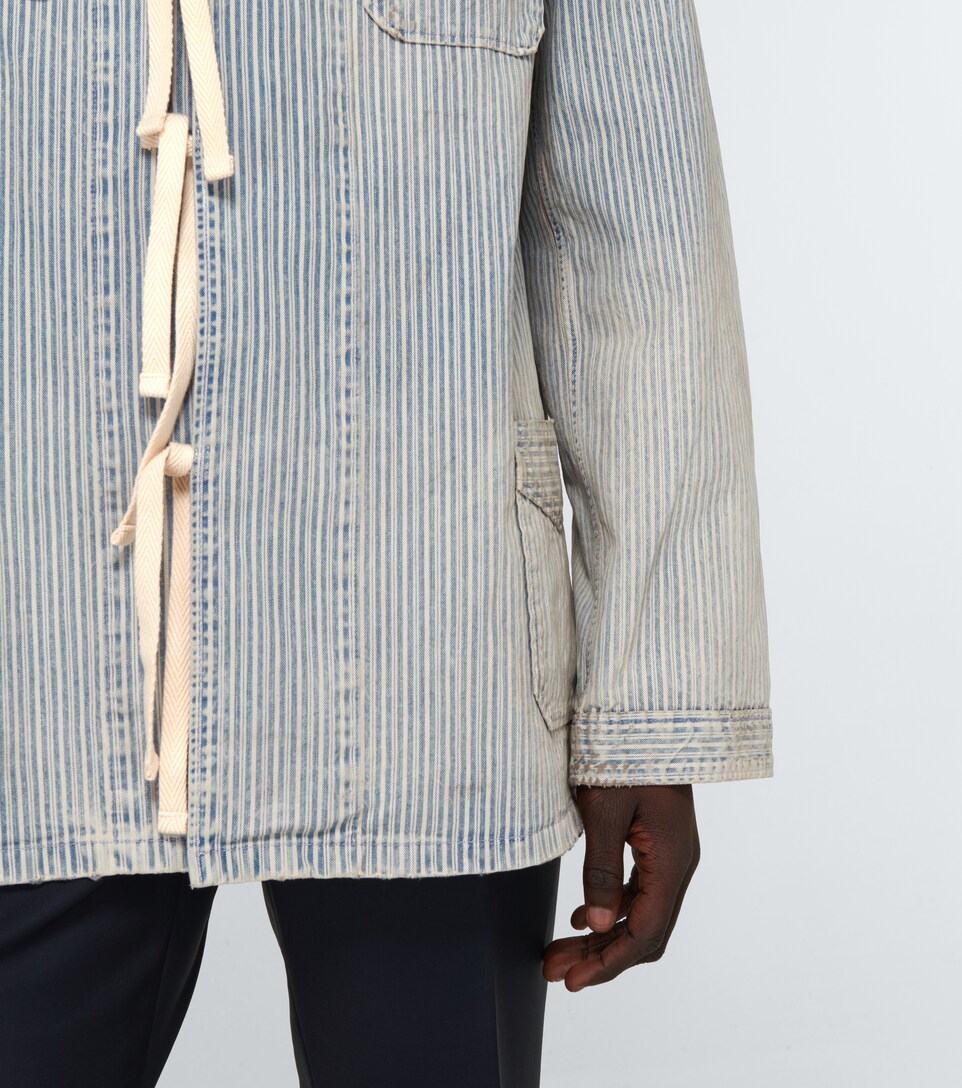 denim jacket striped sleeve