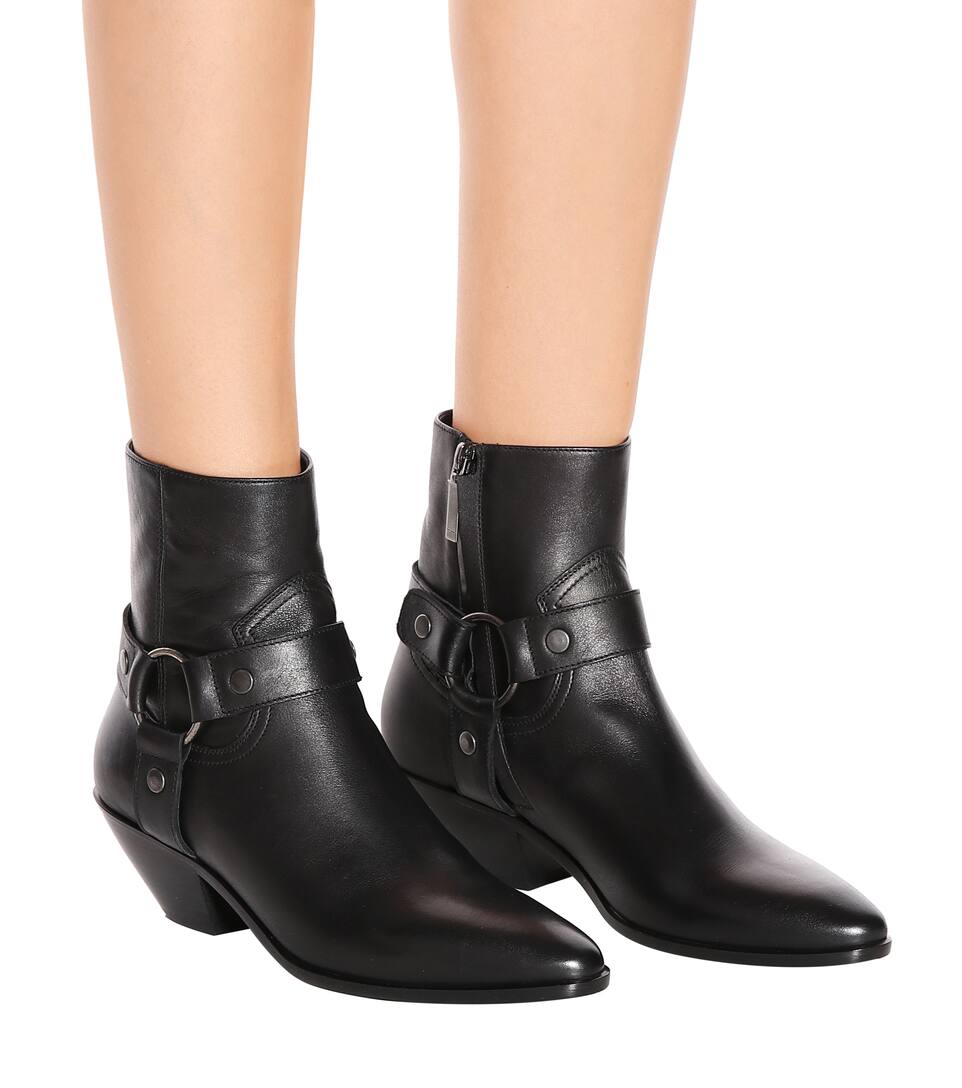 saint laurent west leather ankle boots