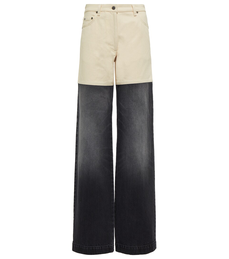 Bicolor high-rise wide-leg jeans 