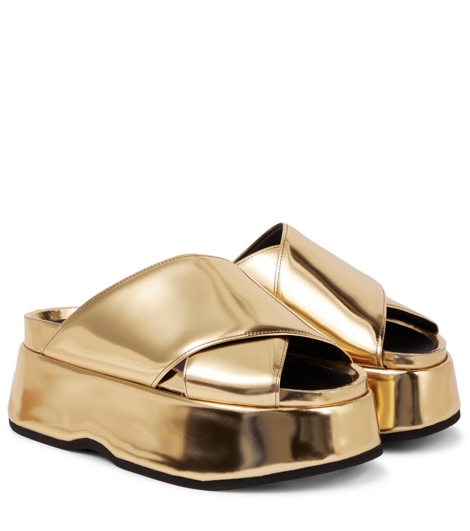 Junya Watanabe Platform Metallic Leather Sandals Mytheresa