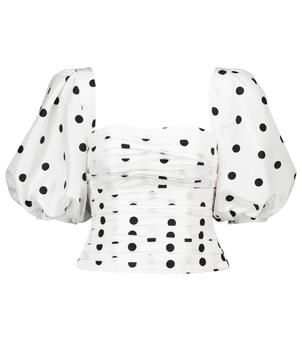 Self-Portrait - Polka-dot taffeta top 