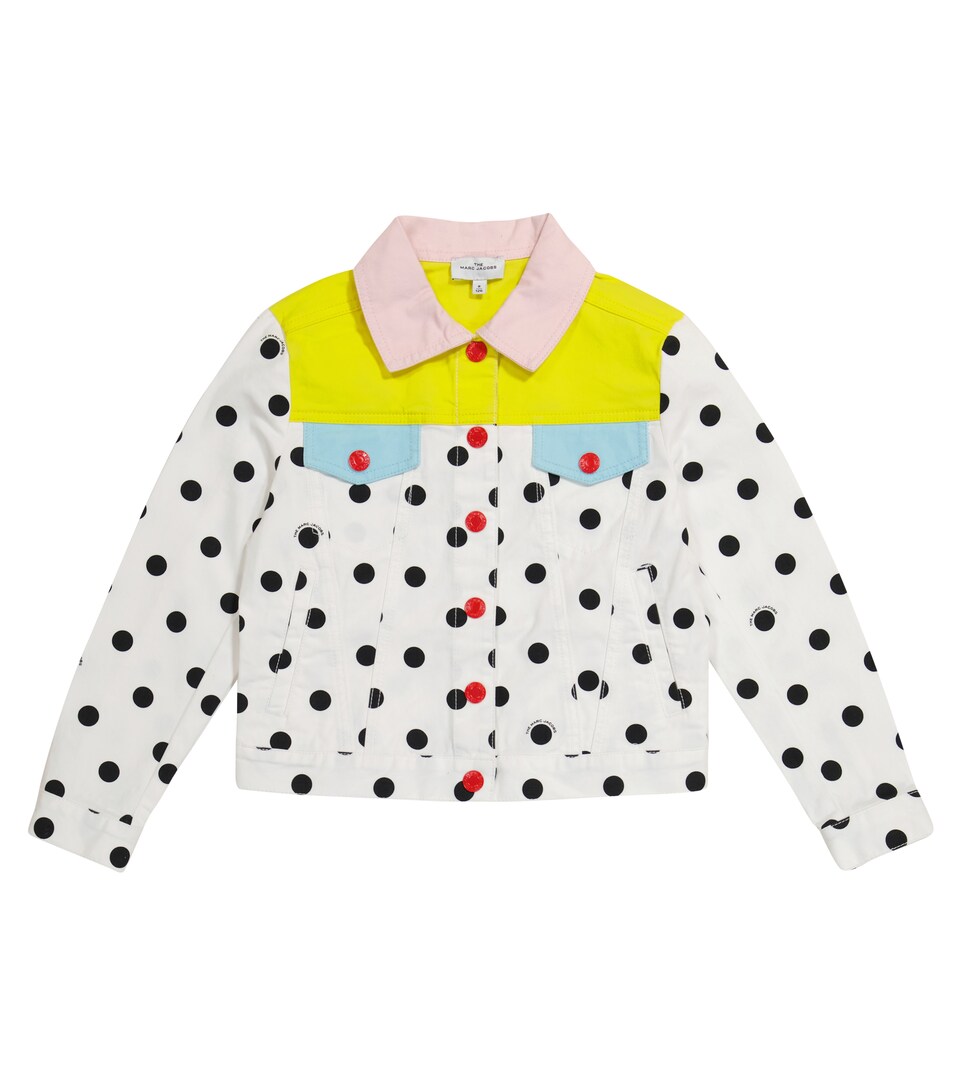 white polka dot denim jacket