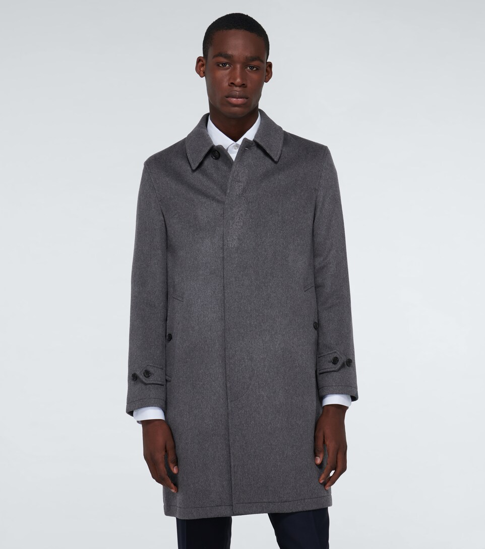 gray car coat