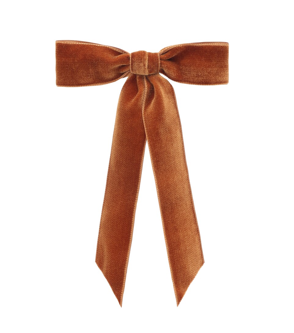 Jennifer Behr Exclusive To Mytheresa Velvet Bow Barrette In Brown Modesens