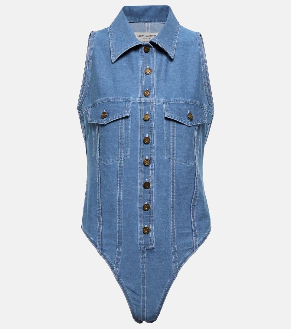 Saint Laurent - Denim bodysuit | Mytheresa