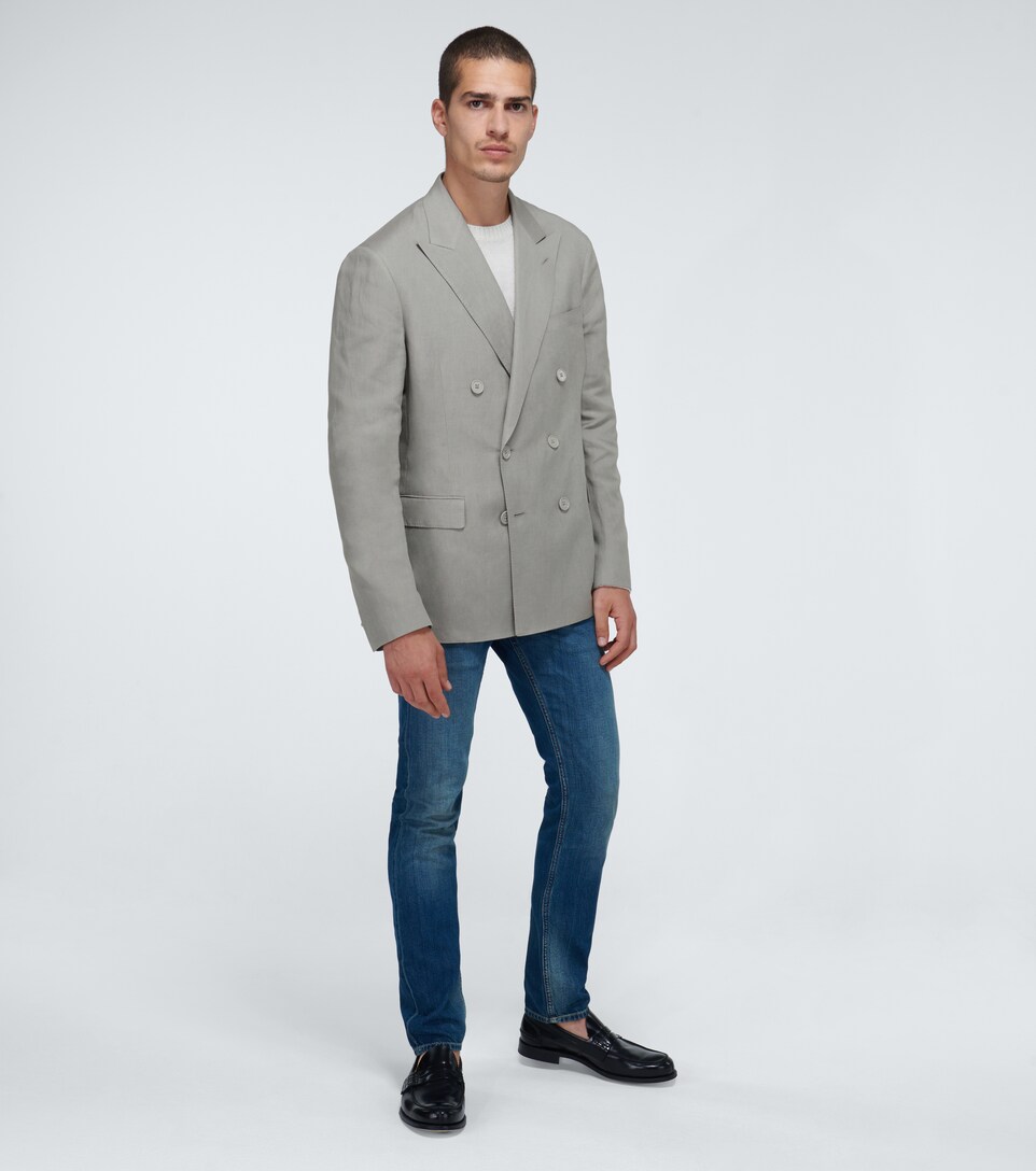 Blazer A Doppiopetto In Seta E Lino - Ralph Lauren Purple Label | Mytheresa