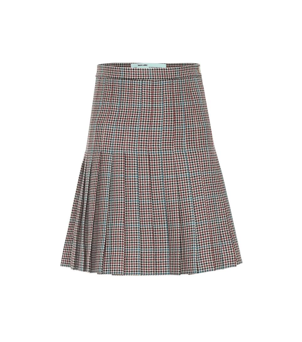 White pleated wool skirt clearance