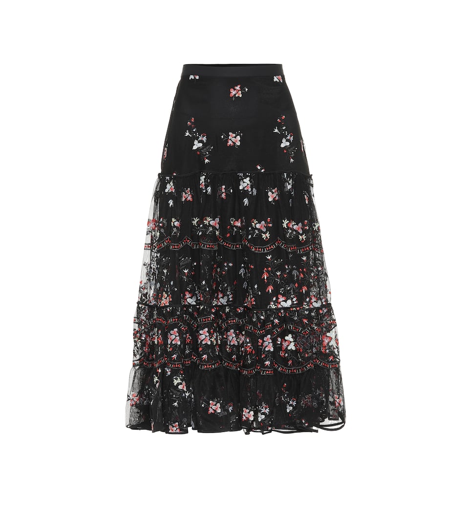 Tory Burch - Embroidered tulle midi skirt | Mytheresa