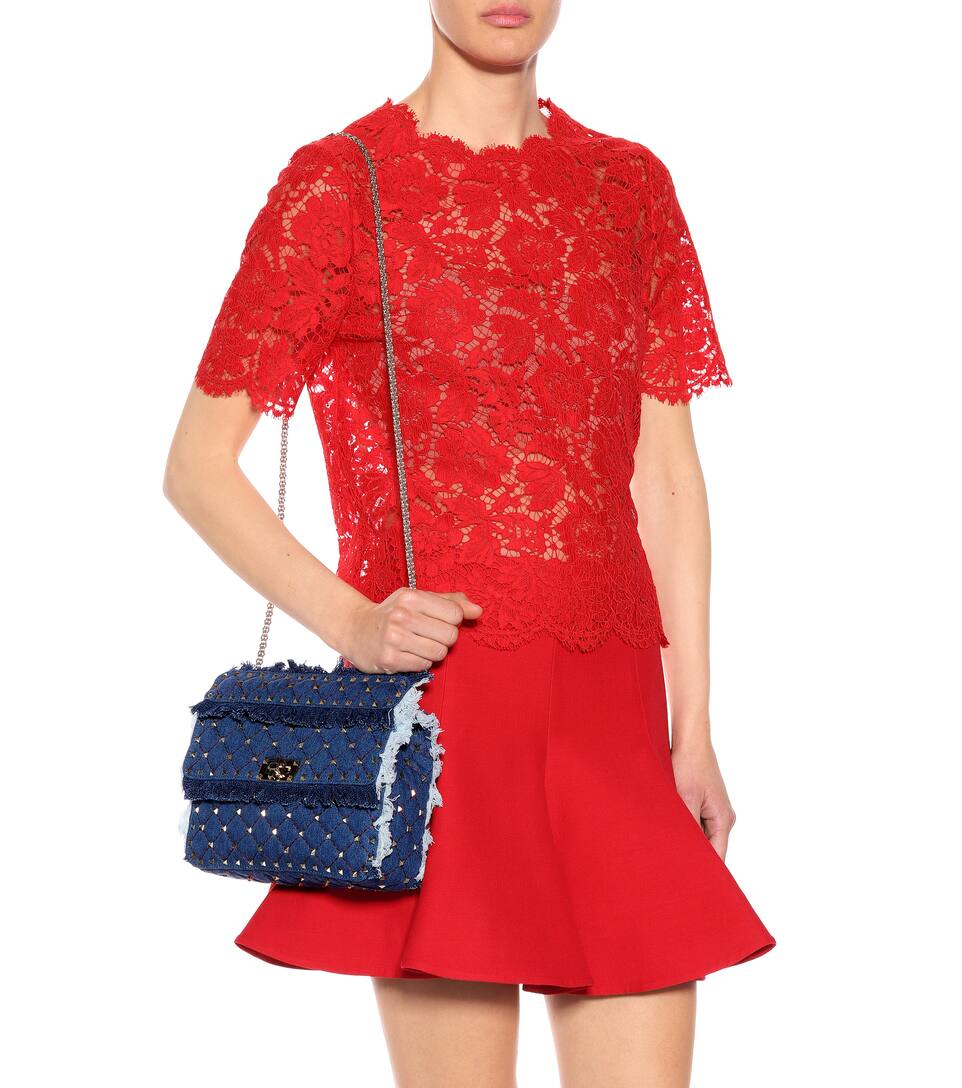 Sac Spike Valentino Denim À En Rockstud Bandoulière Garavani QdCstrh
