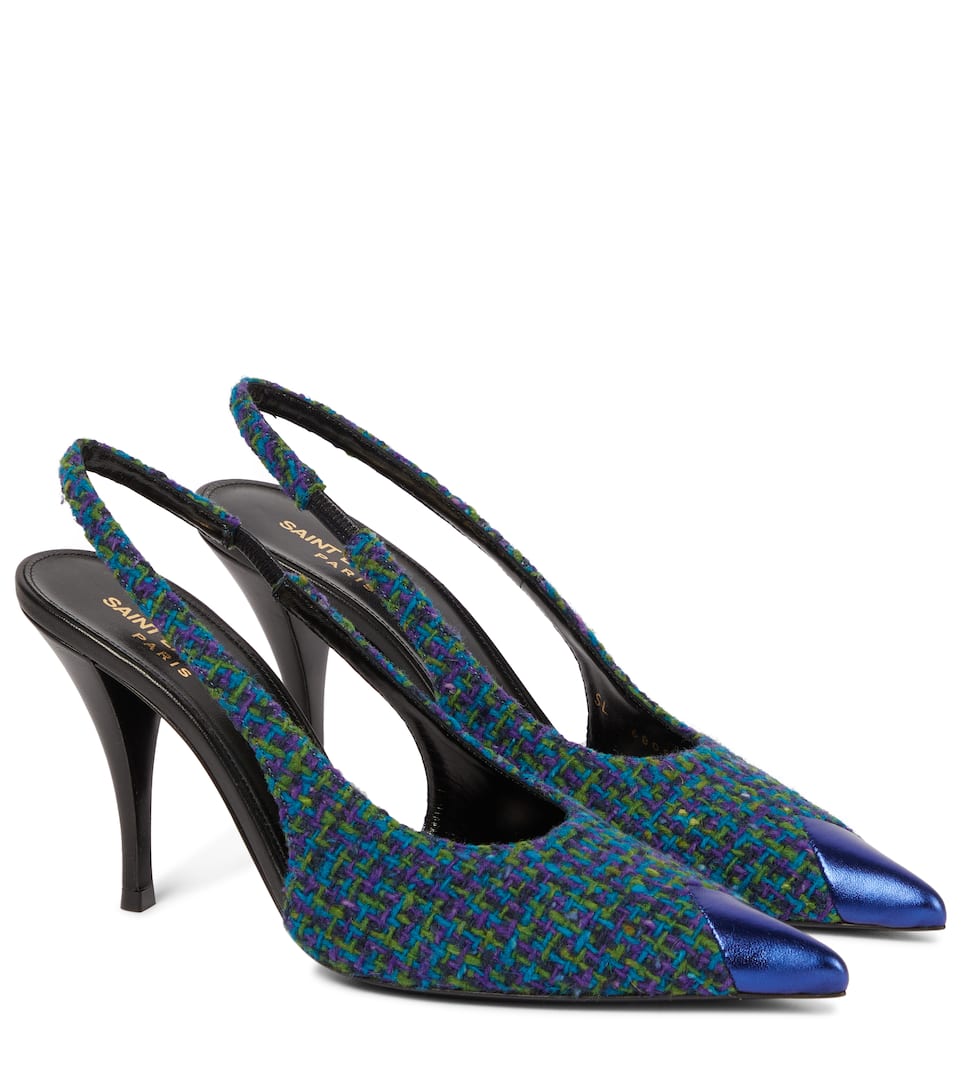 Saint Laurent Vesper tweed slingback pumps Mytheresa