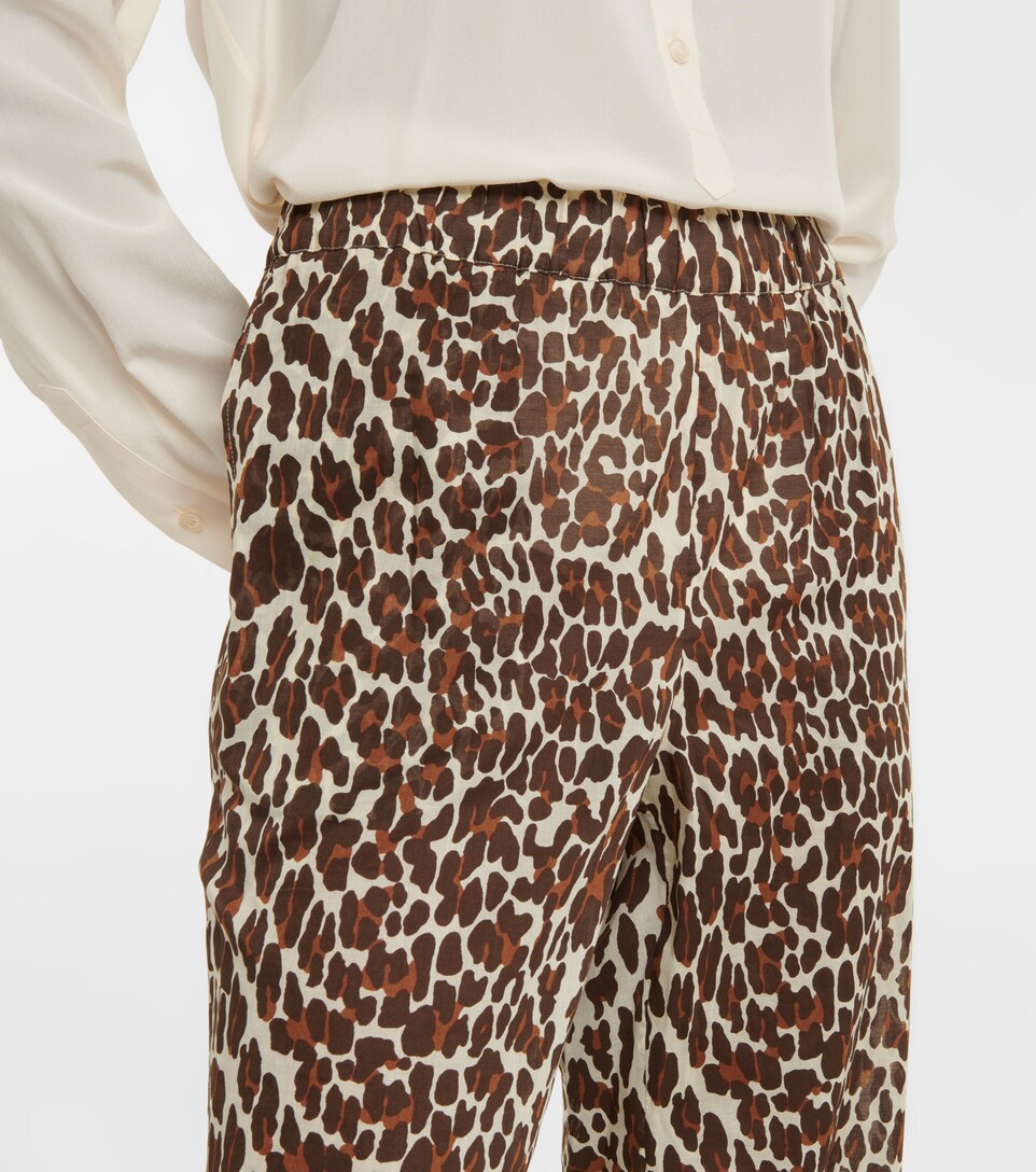 Leopard-print cropped cotton pants 