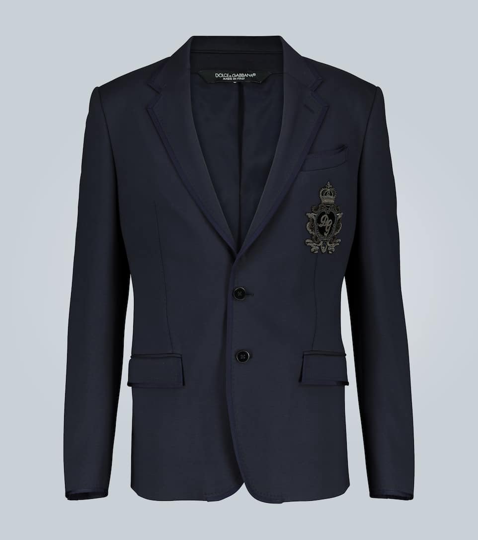 Embroidered jersey blazer with logo 