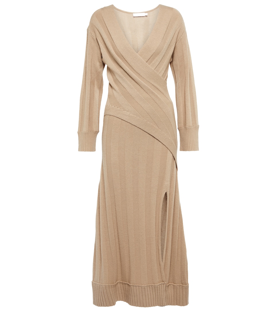 gold knit wrap dress