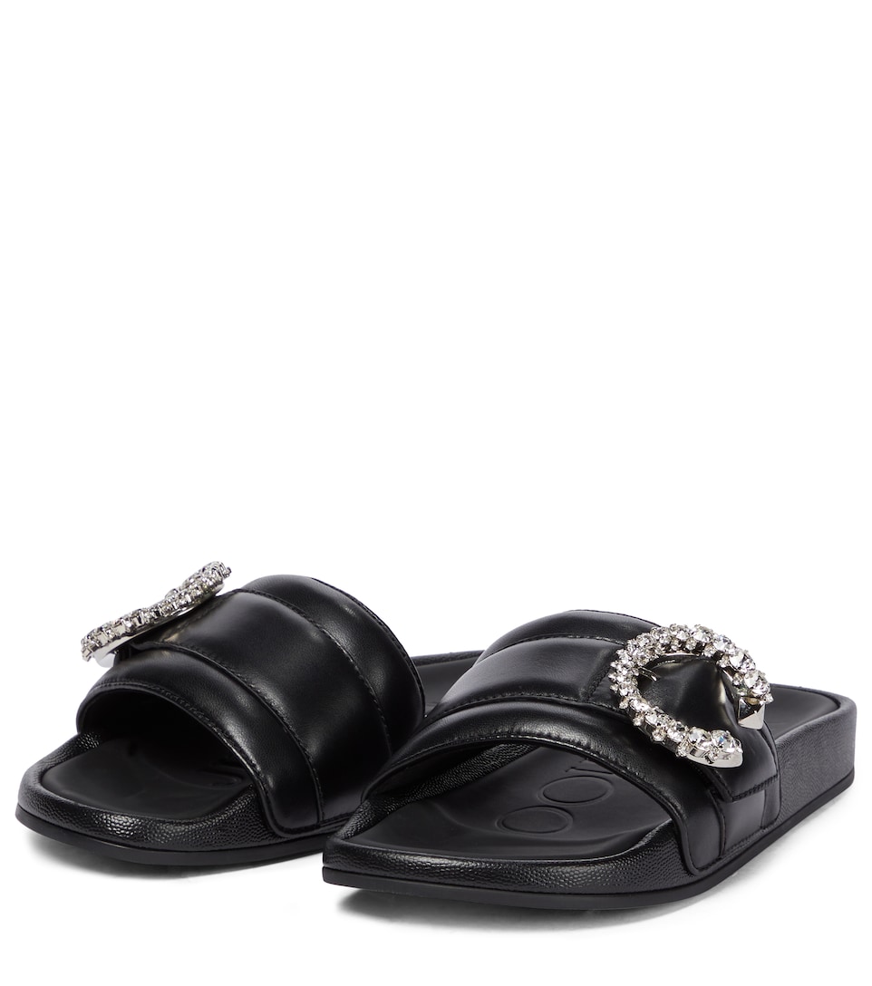 Jimmy Choo - Fallon embellished leather slides | Mytheresa