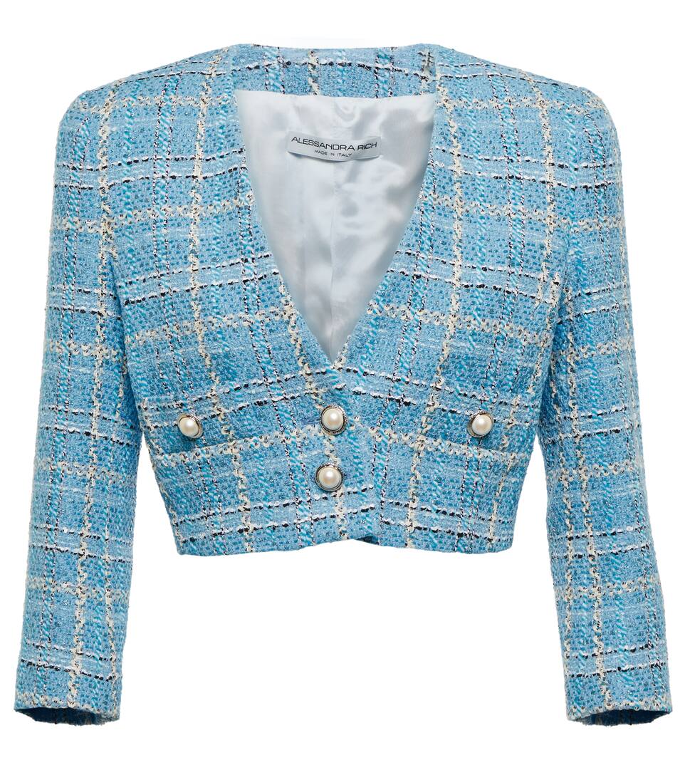 Tweed cropped blazer clearance