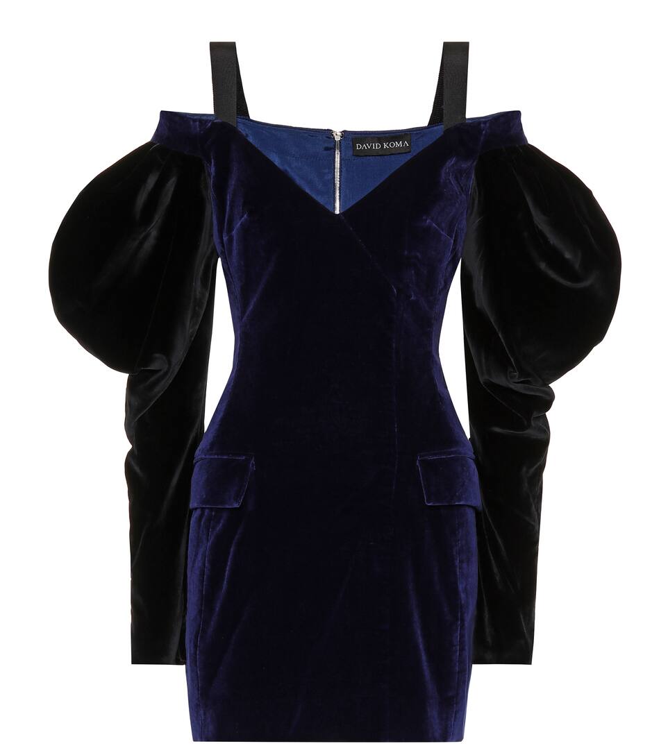 velvet puff sleeve dress