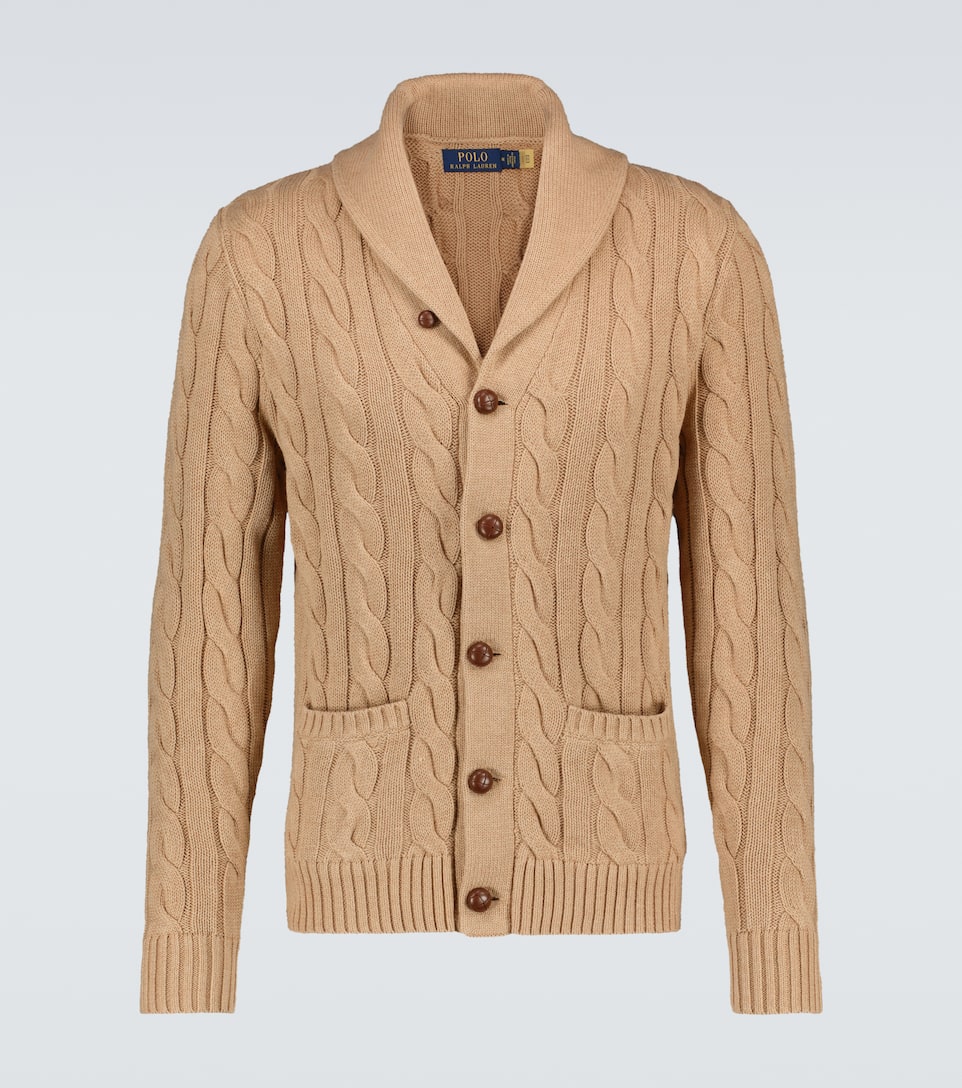 ralph lauren cable knit cotton cardigan