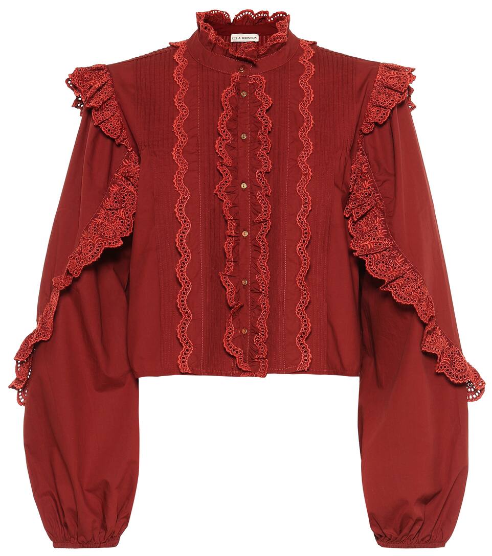 Cotton Ruffle Mytheresa The Sweatshirt Burdeos 6yIbfgY7v