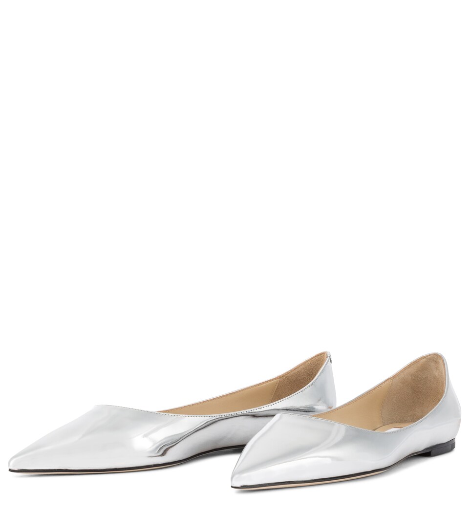 silver leather ballet pumps
