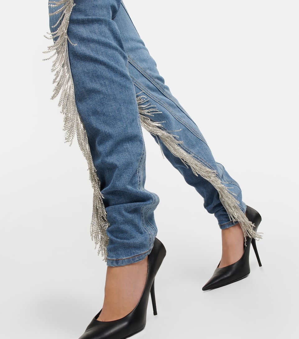 Mugler Spiral tasseltrimmed skinny jeans Mytheresa