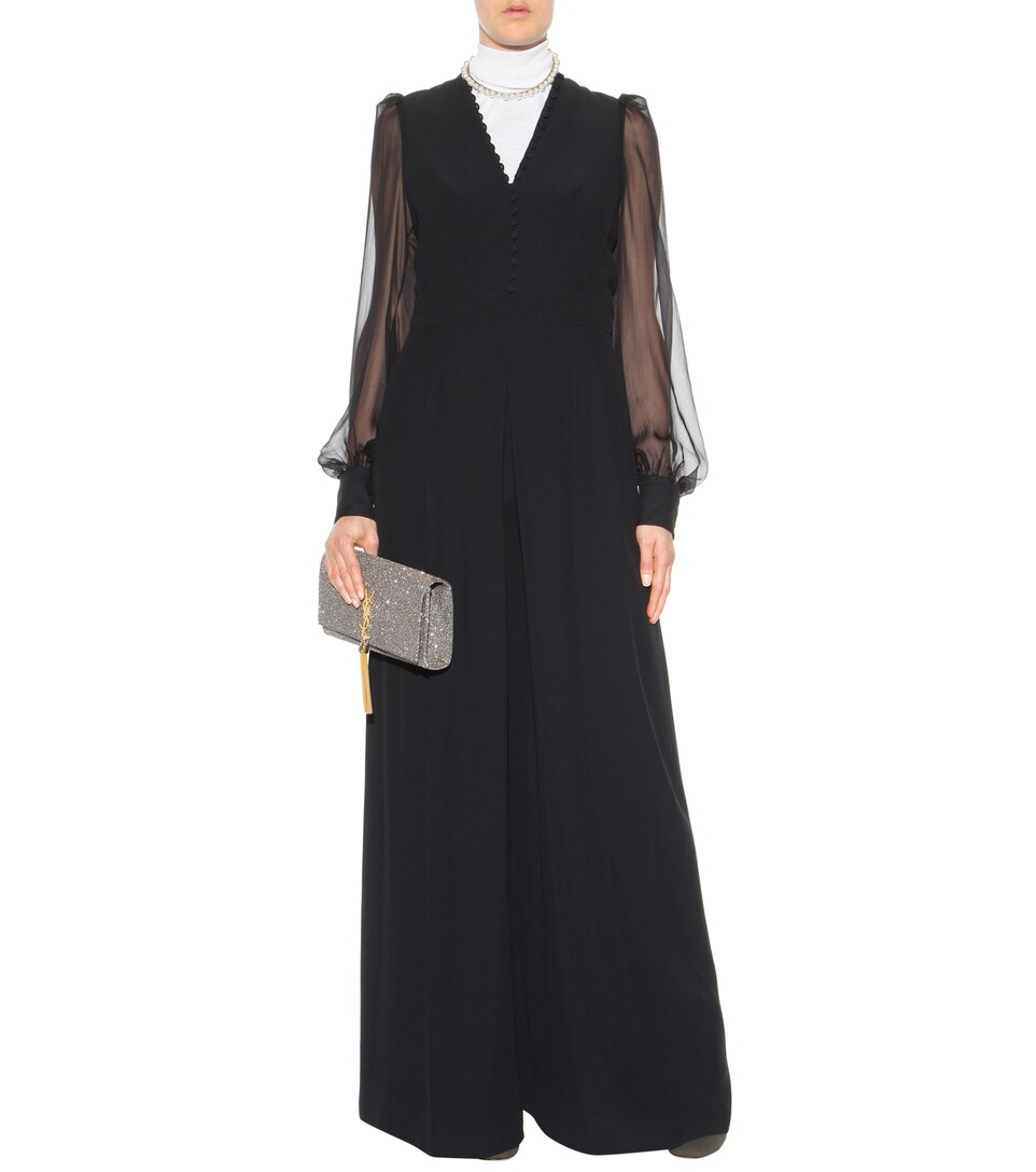 alexander mcqueen 绉纱&厚绉纱阔腿连身衣, 黑色