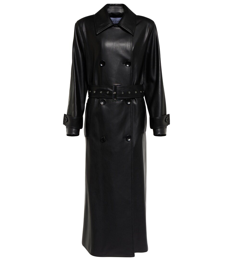 faux leather duster coat