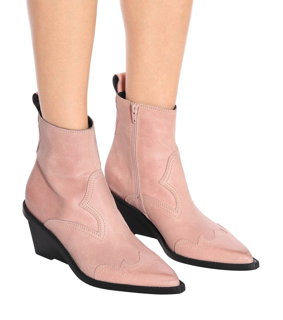 pink suede cowboy boots