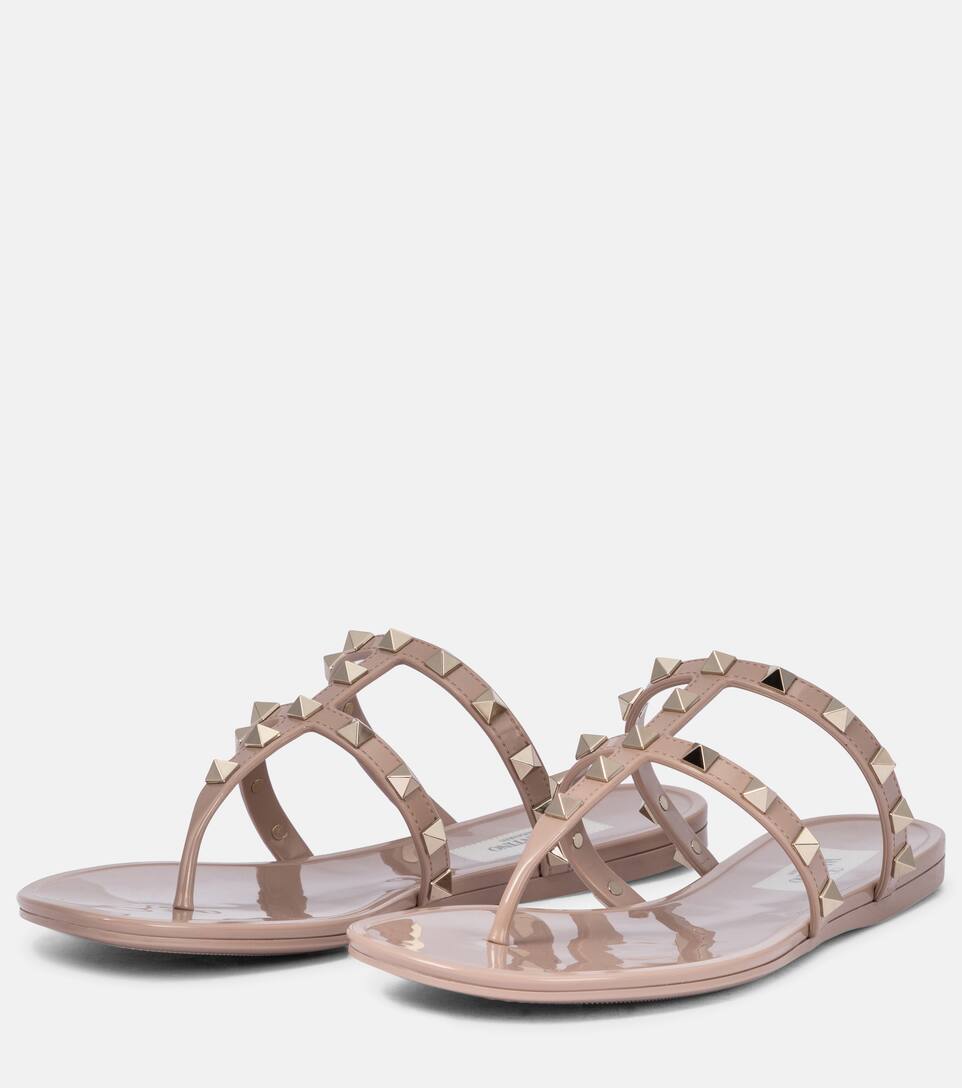 rockstud pvc thong sandals