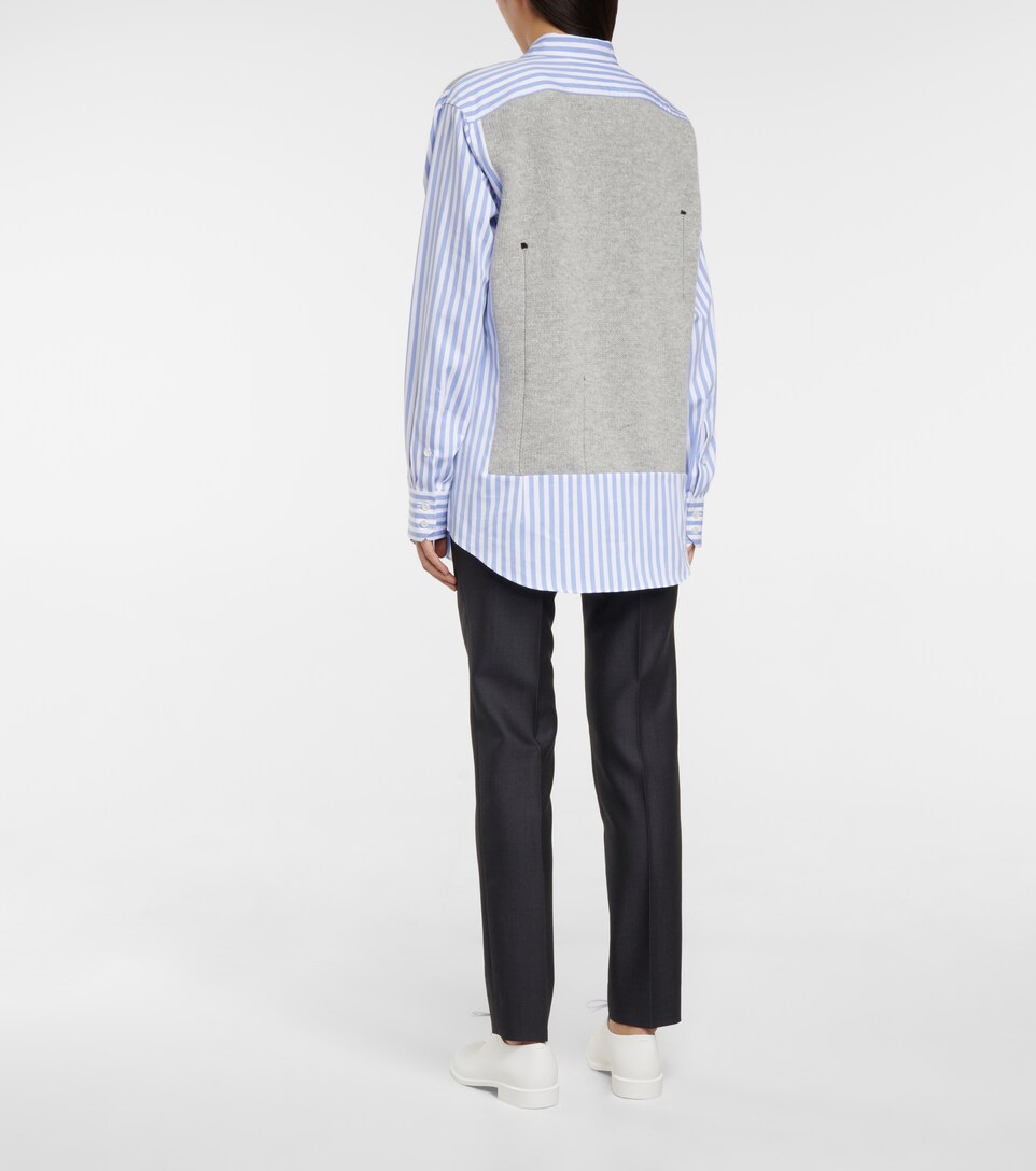 Layered striped cotton and wool shirt 