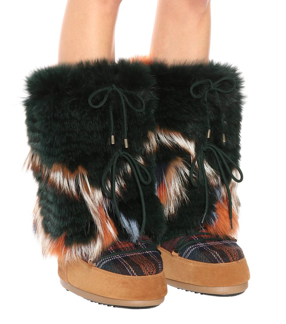 YVES SALOMON X MOON BOOT® FUR ANKLE BOOTS