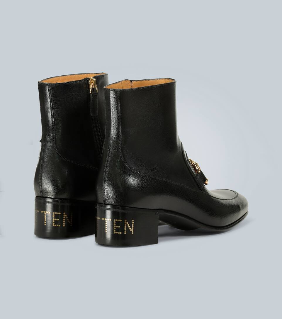 GUCCI HORSEBIT CHAIN皮革靴子,P00436248