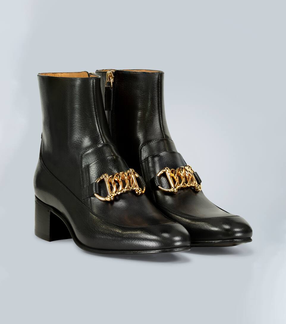 GUCCI HORSEBIT CHAIN皮革靴子,P00436248