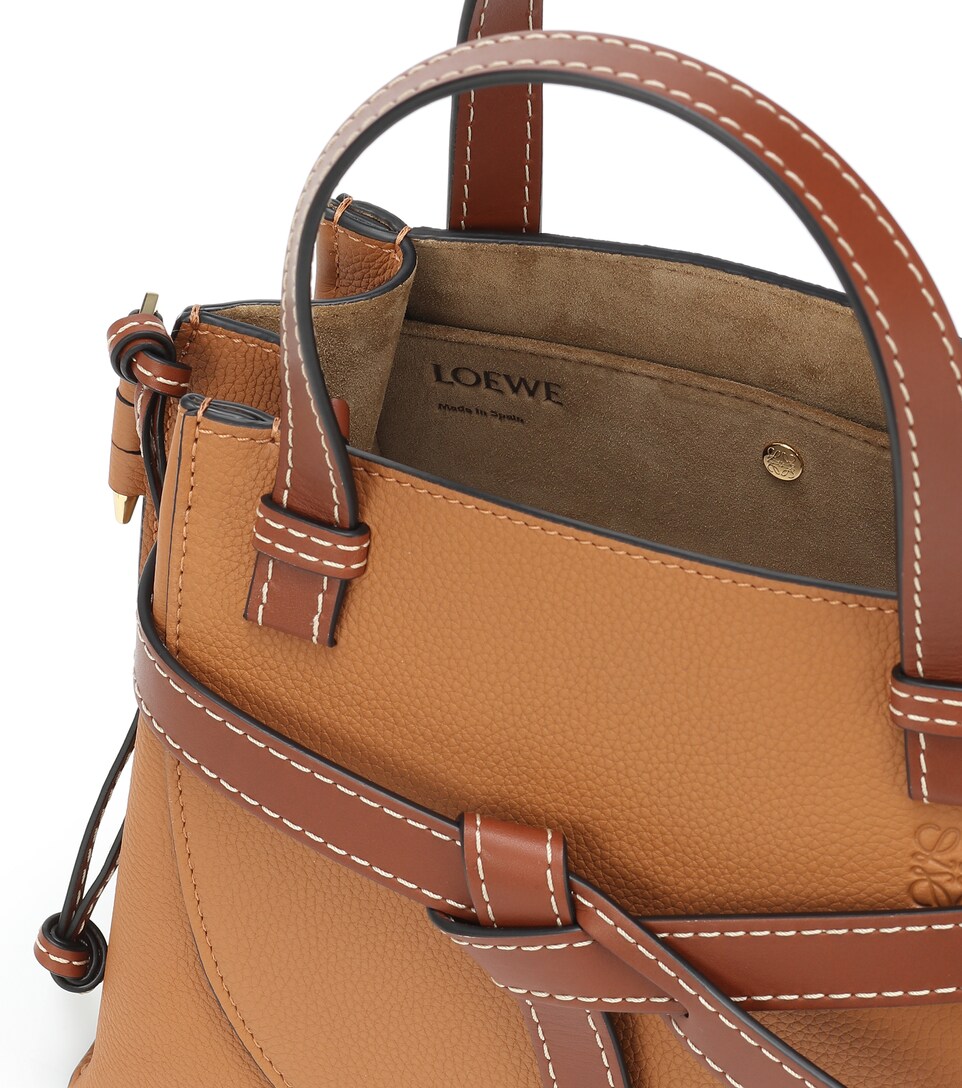 Loewe Womens Neutrals Cream Mini Gate Leather Tote Bag