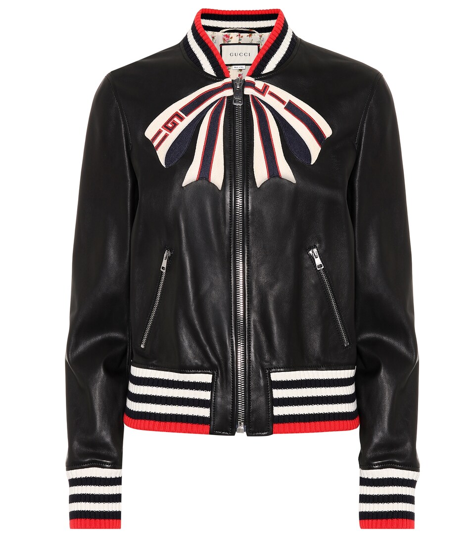 gucci leather jacket bomber