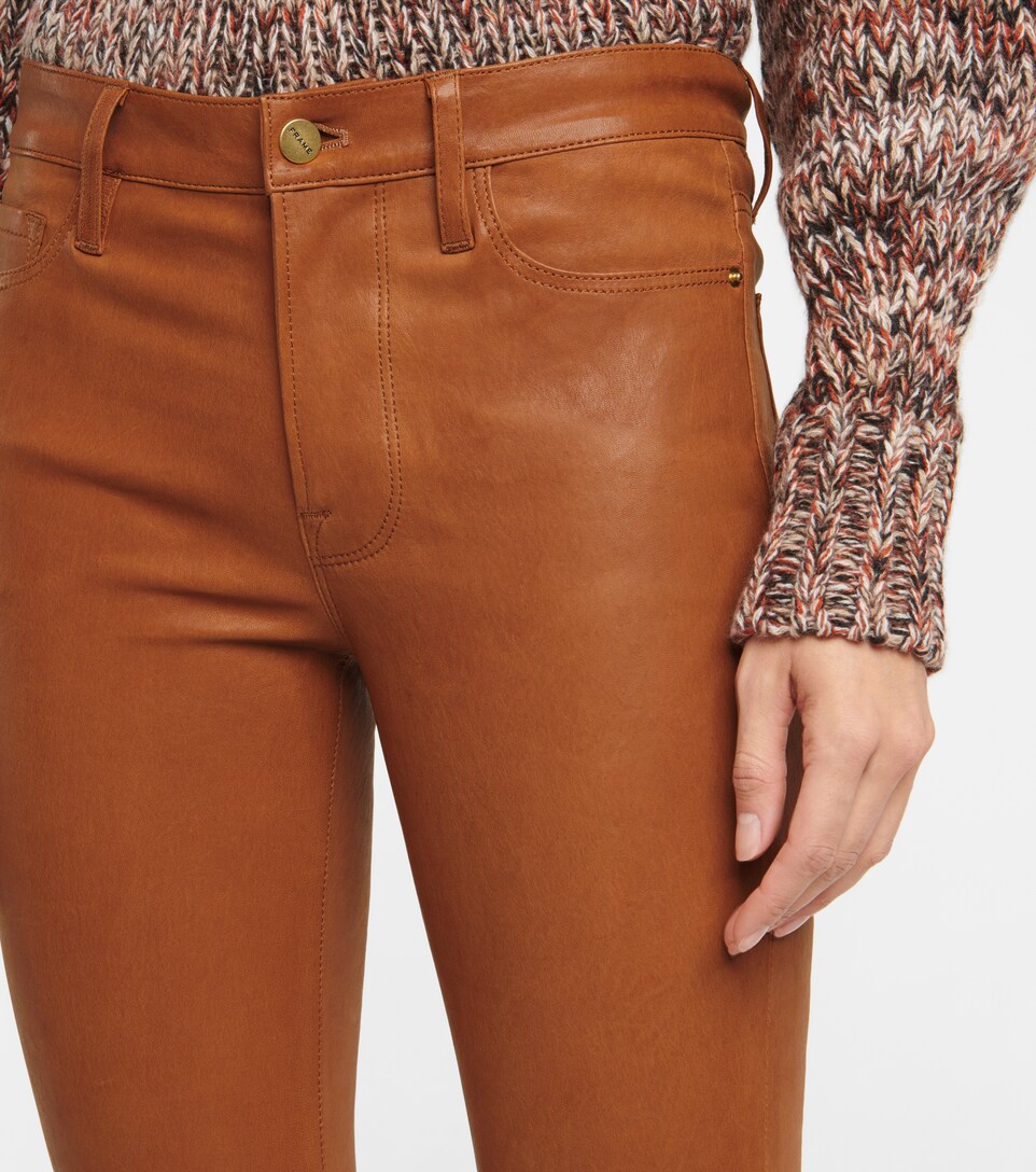 frame faux leather pants