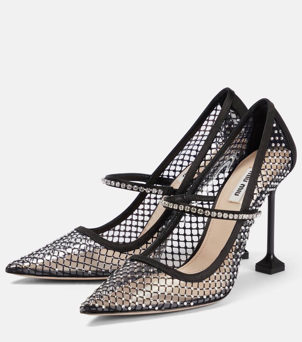 Miu Miu Crystalembellished mesh pumps Mytheresa