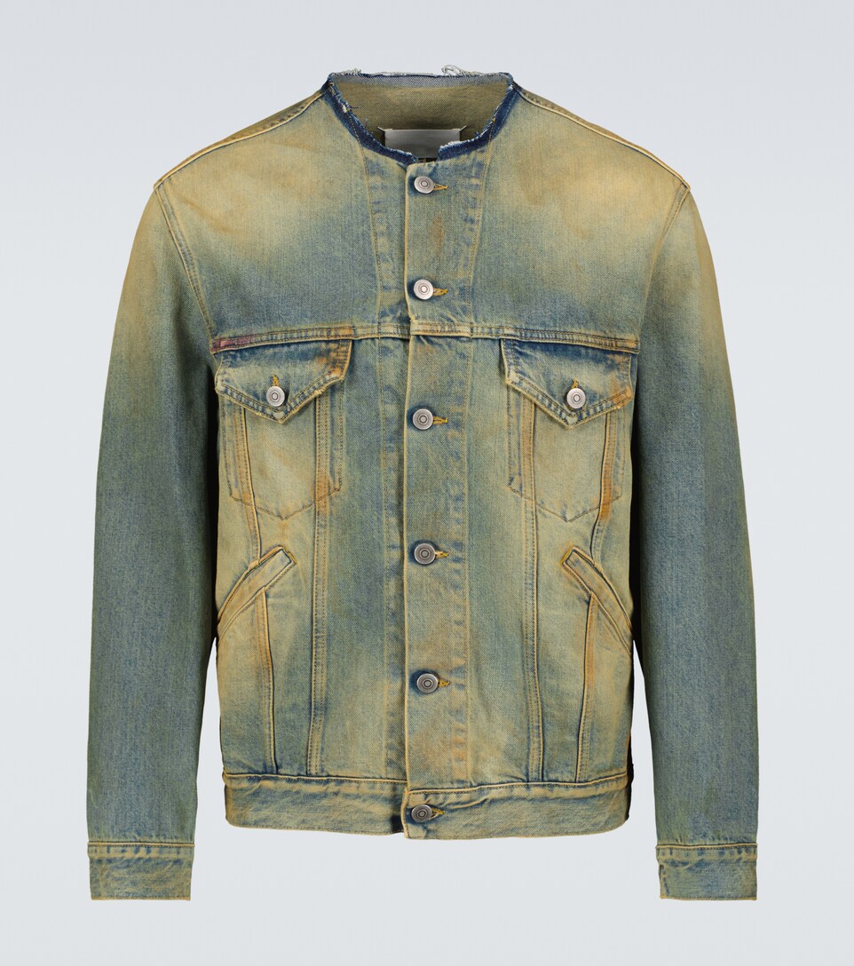 collarless denim jacket men