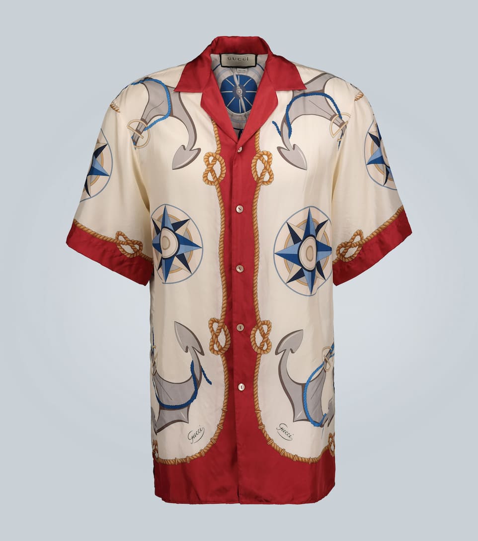 GUCCI NAUTICAL PRINTED SILK SHIRT,P00439814