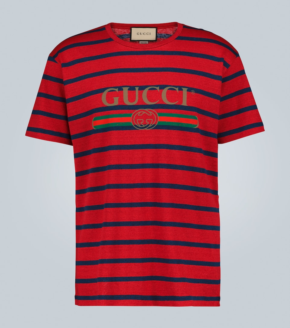 GUCCI LOGO STRIPED T-SHIRT,P00439831
