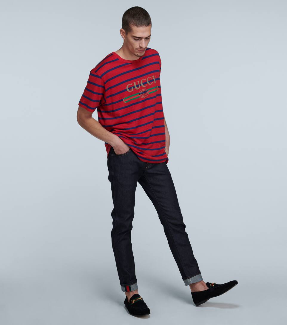 GUCCI LOGO STRIPED T-SHIRT,P00439831