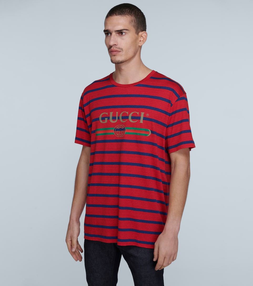 GUCCI LOGO STRIPED T-SHIRT,P00439831