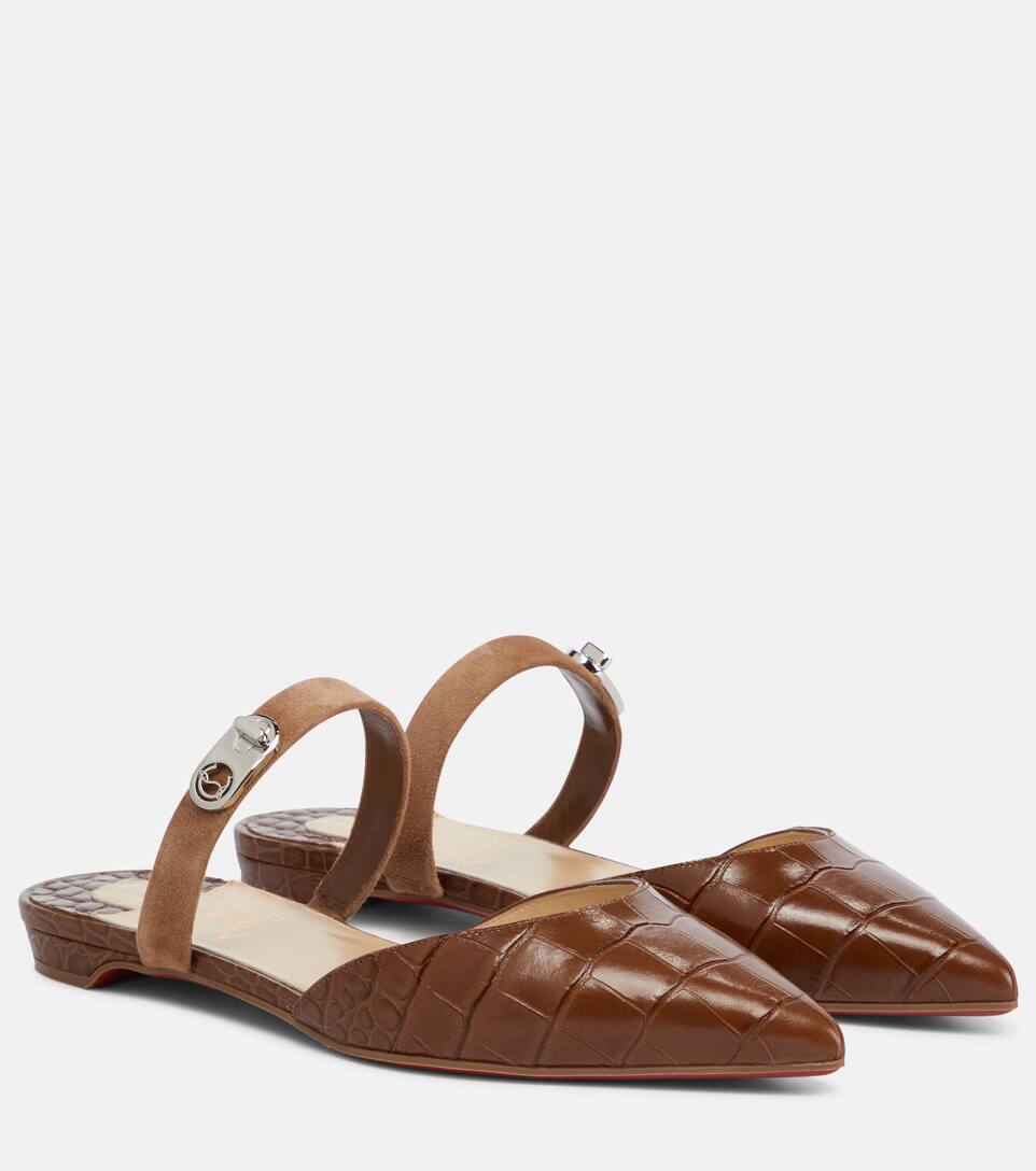 Christian Louboutin Choc Lock Croc Effect Leather Slippers Mytheresa