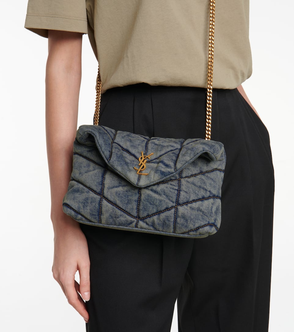 Saint Laurent Loulou Toy Puffer denim shoulder bag Mytheresa