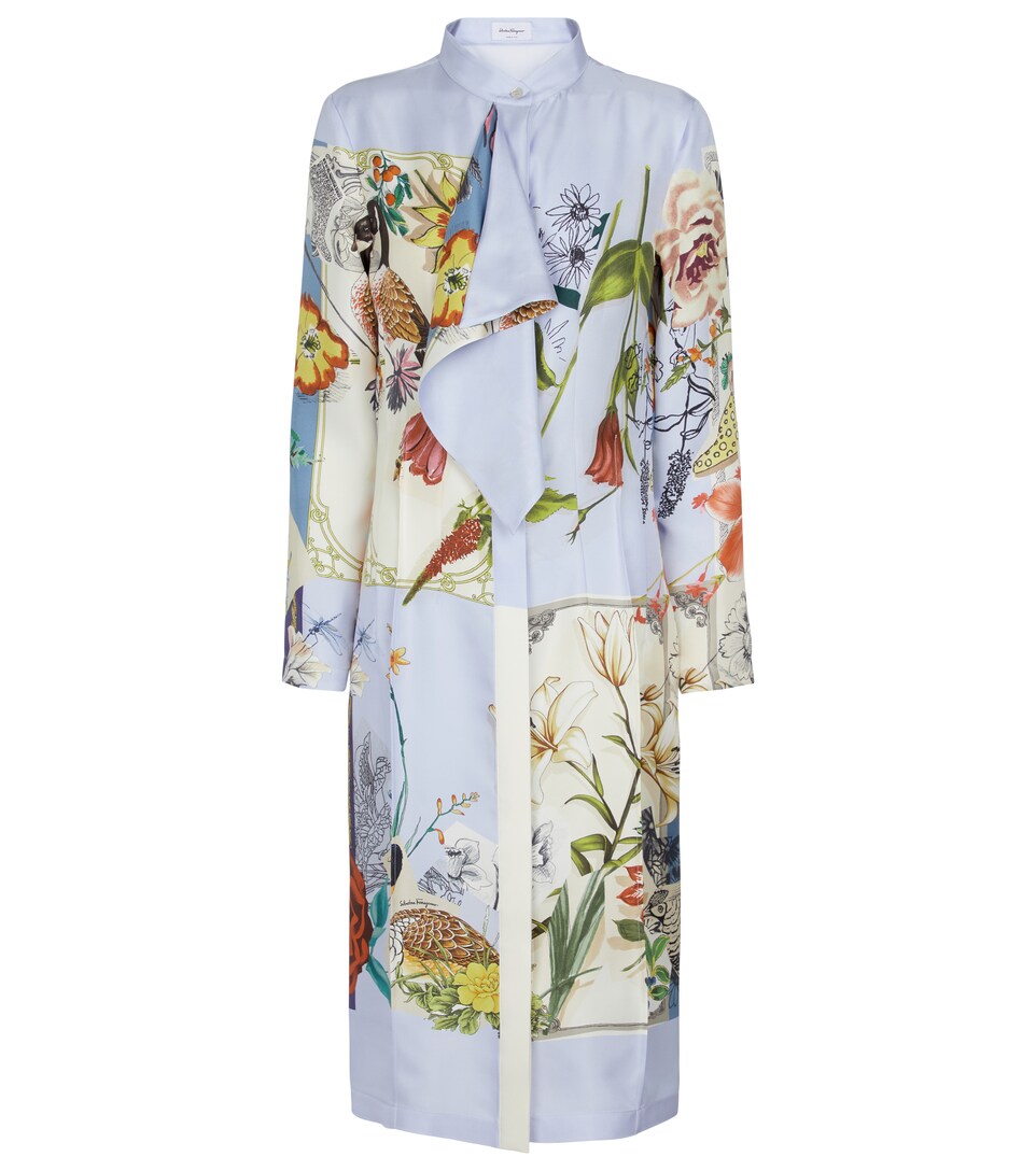 Salvatore Ferragamo - Abito midi a stampa floreale in seta | Mytheresa