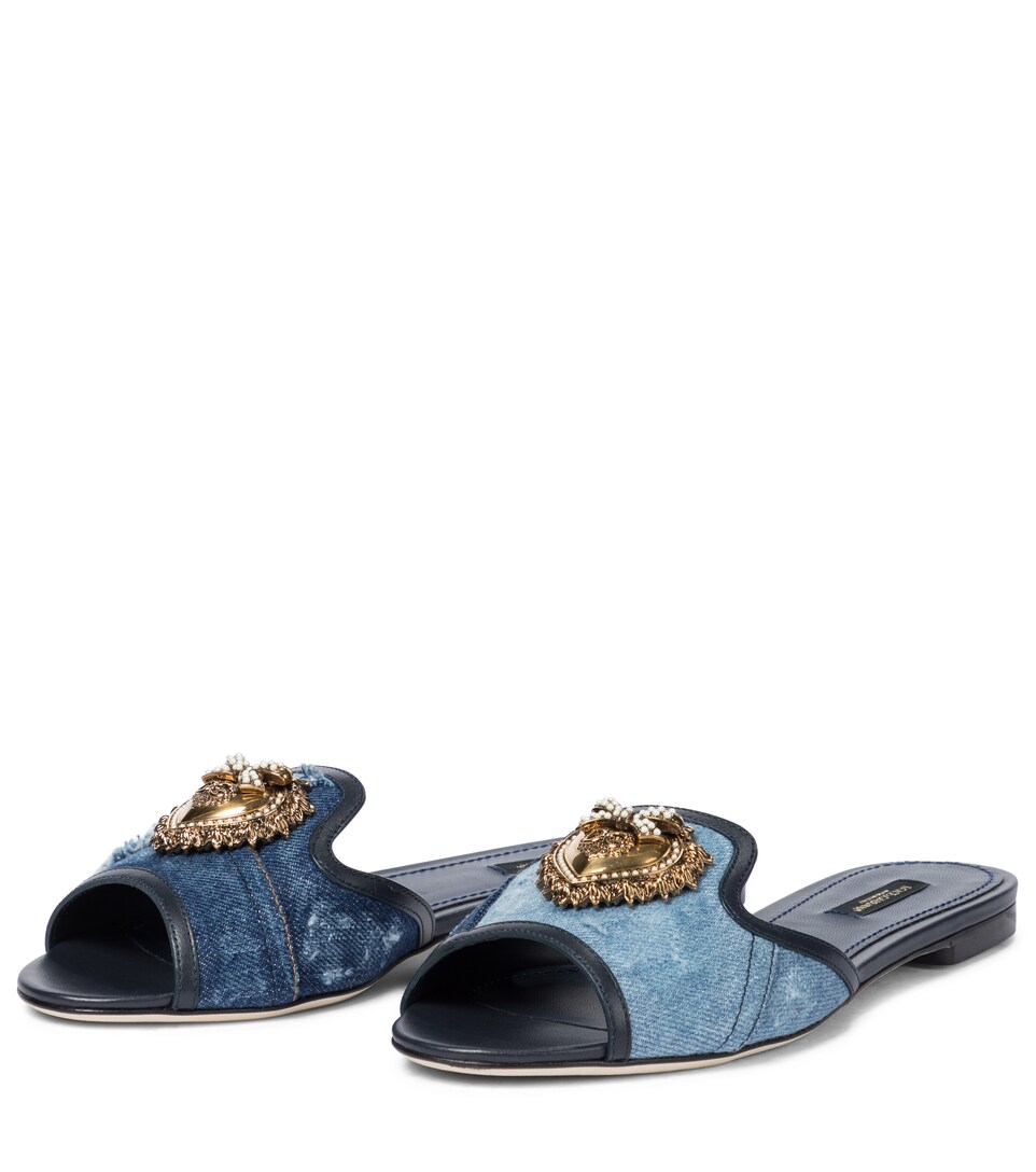 Devotion patchwork denim slides 