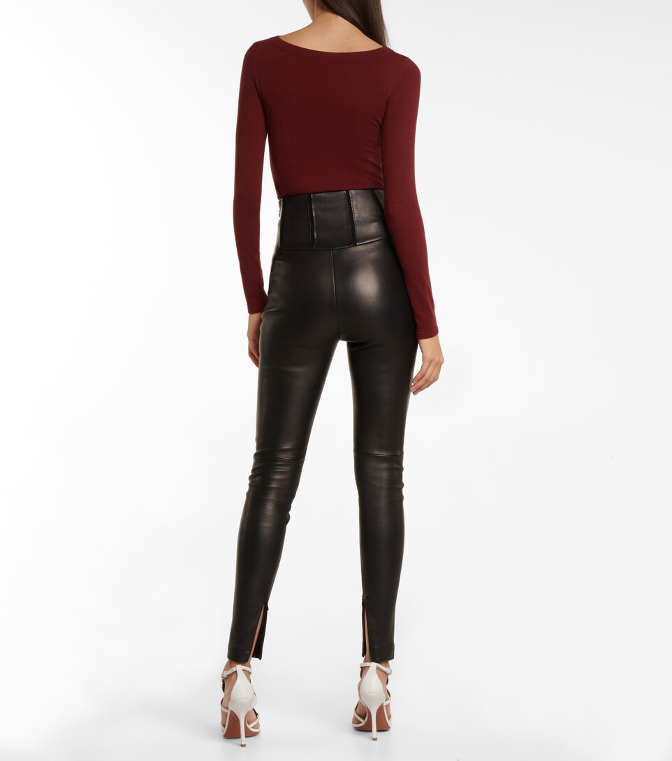 Alaïa - High-rise leather leggings 