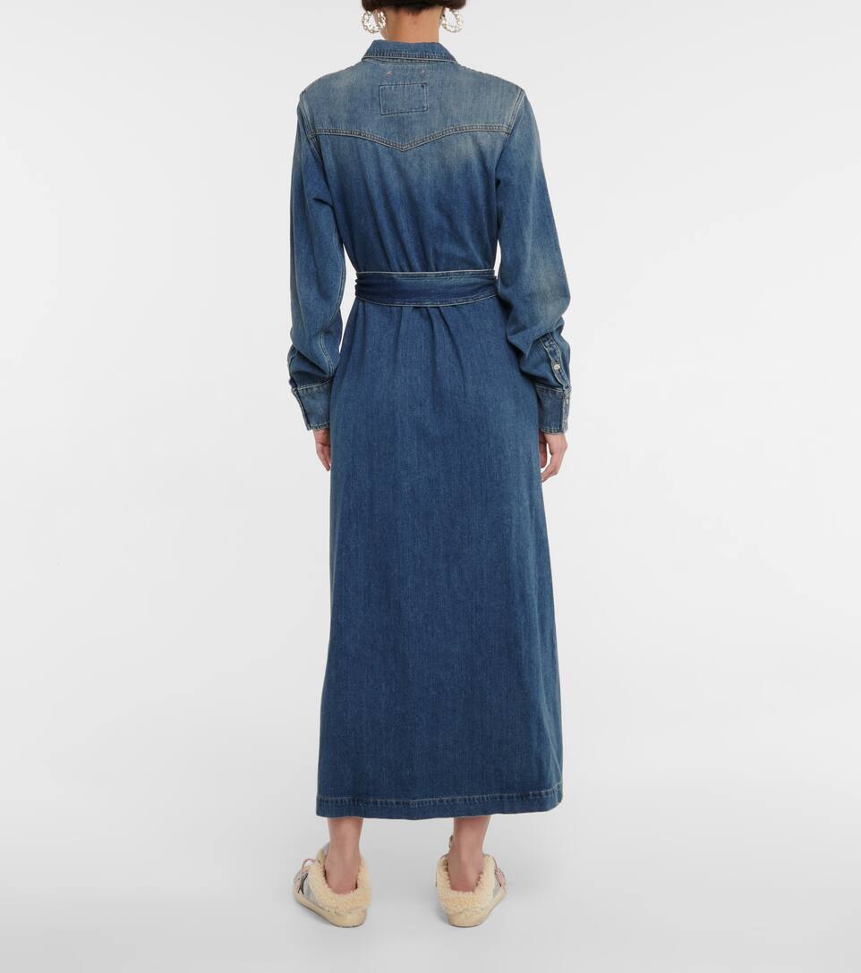 warehouse denim maxi shirt dress