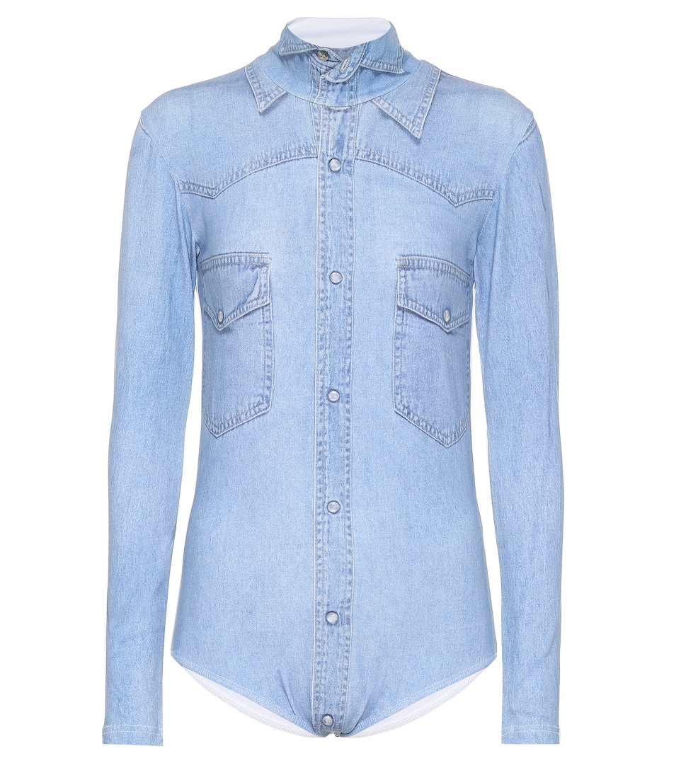 Printed cotton-blend bodysuit 